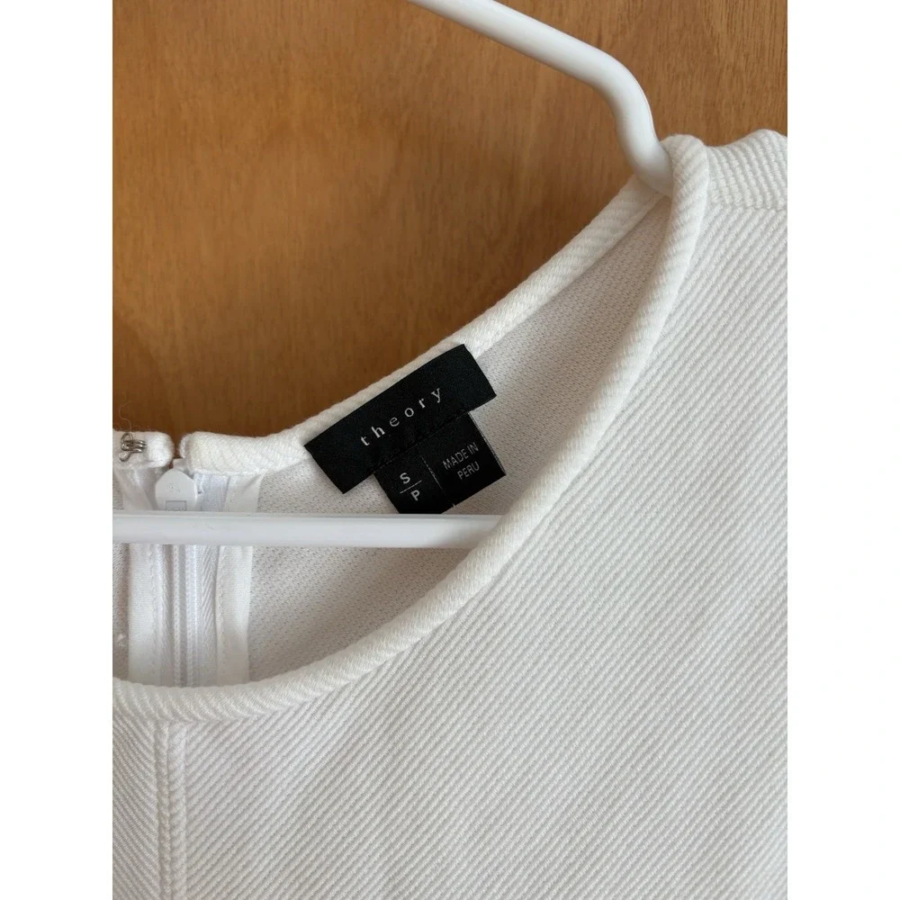 Theory Womens Calna White Fit And Flare Sleeveless Stretch Viscose‎ Dress Small